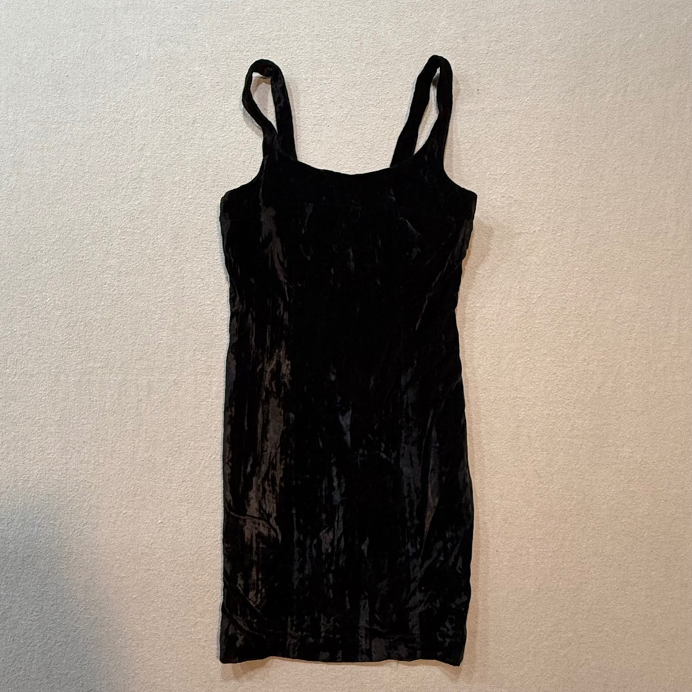 Vintage Guess Collection Black Crushed Velvet Y2K Party Mini Slip Dress Women 2